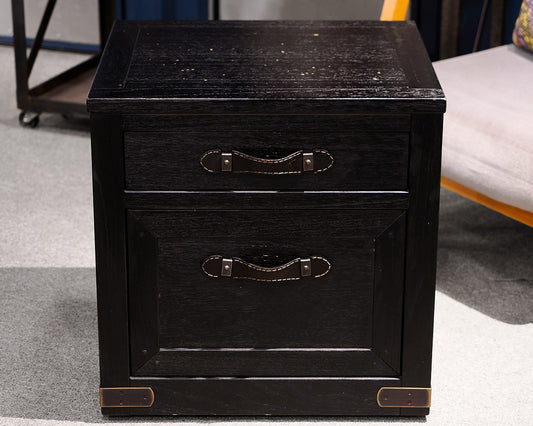 Arhaus Rolling Black Distressed File Cabinet