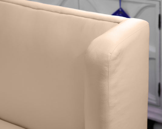 Vintage Ivory Faux Leather Banquet Sofa