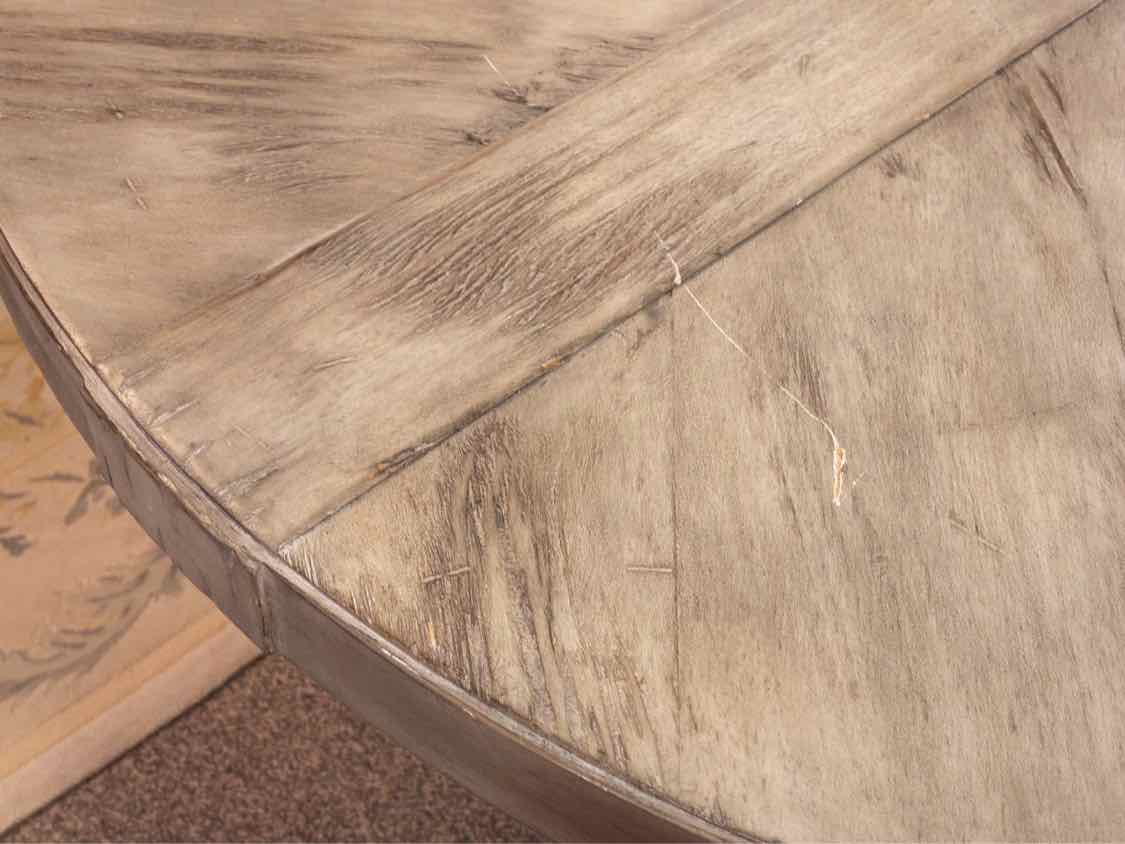 Round Gray Wash Oak Dining Table