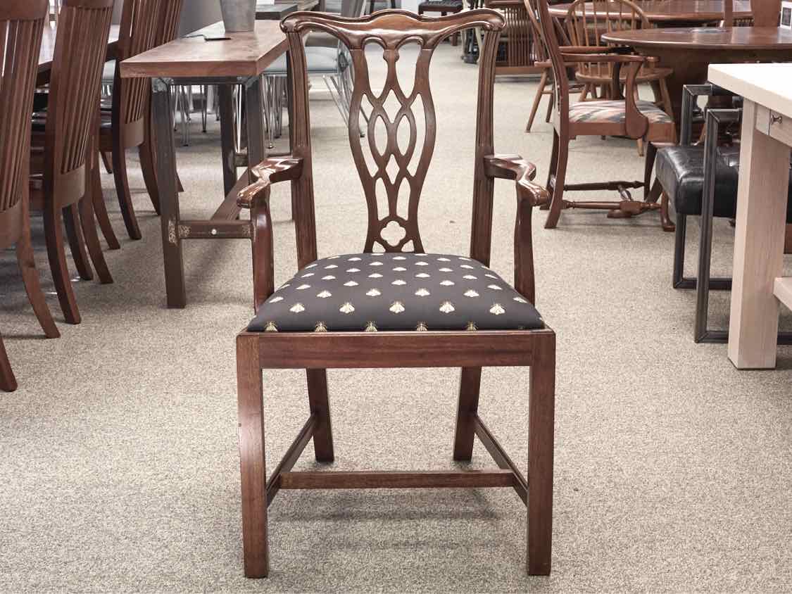 Set of 8 Chippendale Mahogany Dining Chairs with Uphostered Seats