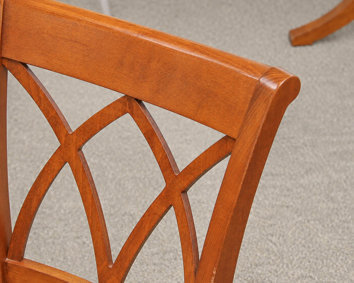Saloom Pedestal Dining Table and (4) Chair Set in Solid Wood Cherry