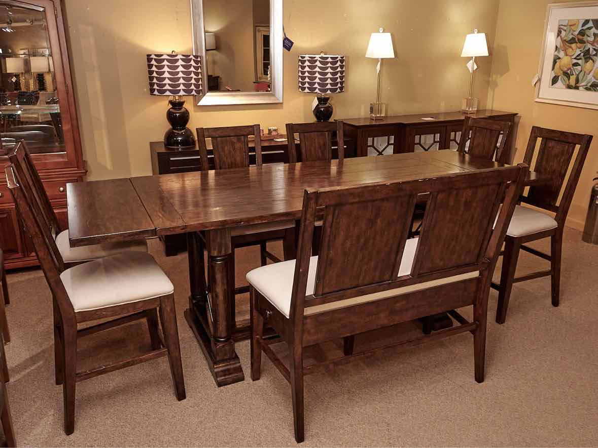 Broyhill Attic Heirlooms Collection High Top Table &  6 Chair& Bench Set