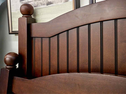 Mahogany Stained Twin Bed W/ Cannon Ball Finnials