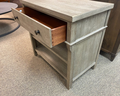 Driftwood Finish 1 Drawer Nightstand with 2 Shelves