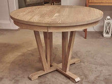 Natural Oak & Ash Round Dining Table With 15.5 Leaf