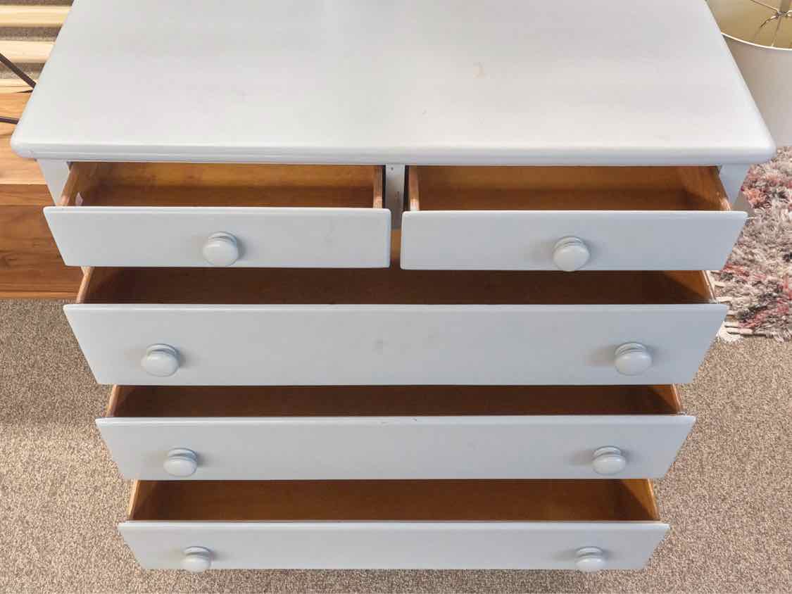 Cottage Style Blue Grey Finish5 Drawer  Dresser