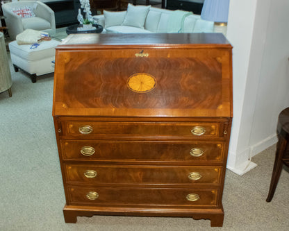 Inlaid Mahogany Drop Front Secretary Desk
