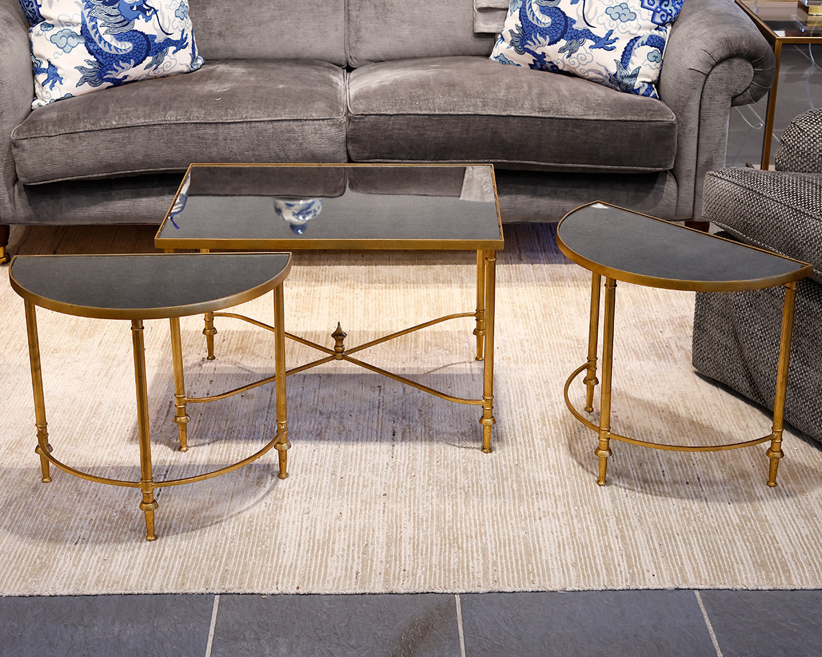 Set of Three Rectangular and Demi Lune Tables