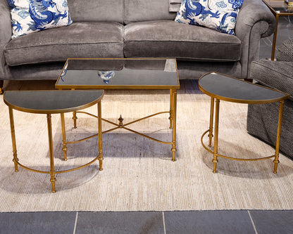 Set of Three Rectangular and Demi Lune Tables