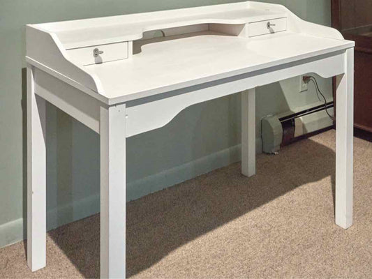 White Finish 2 Drawer Empire Style  Writing Desk