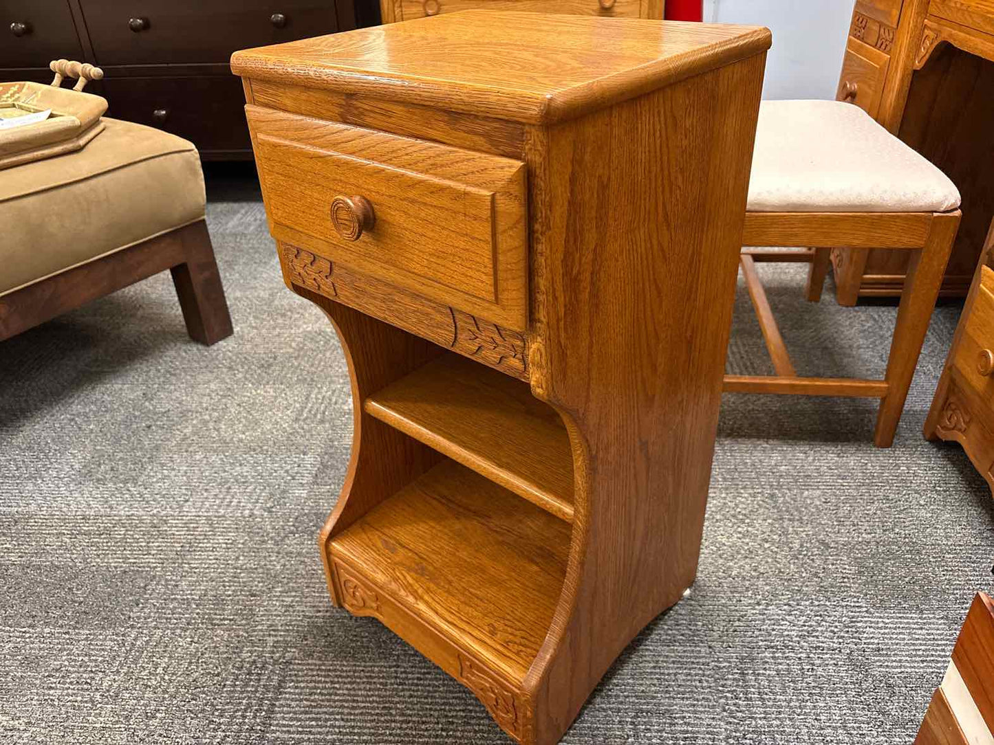 Carved Oak Nightstand