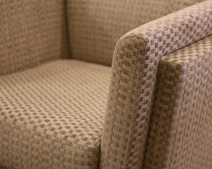 Pair of Brueton MCM Chairs in Beige Basket Weave Upholstery