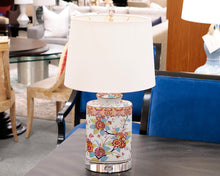 Porcelain Floral Oval Jar Table Lamp