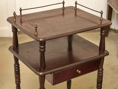 Dark Stained Cherry 3 Shelf 1 Drawer Accent Table