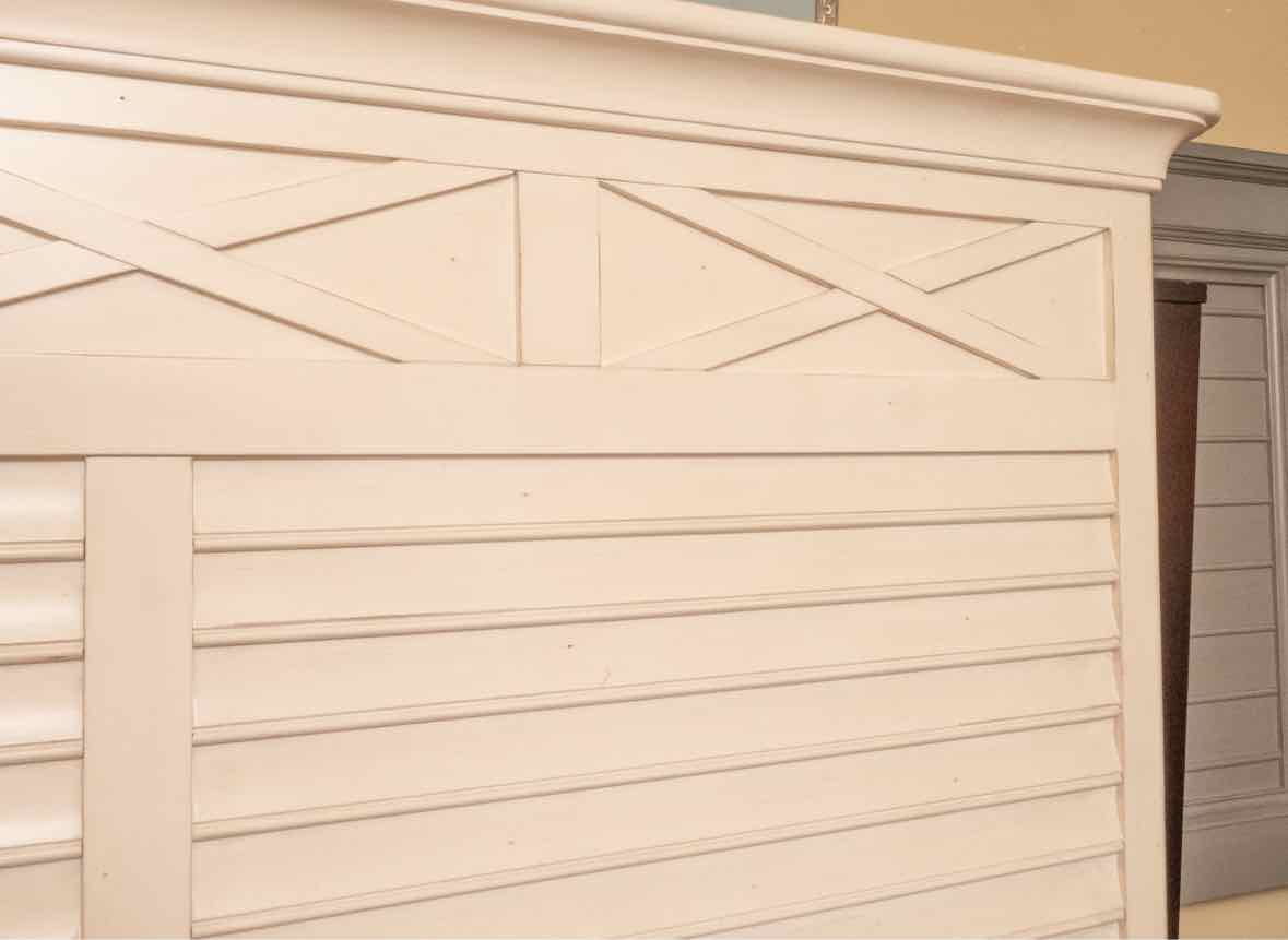Cream Finish ShutterQueen Bed Includes Wooden Siderails & Slats