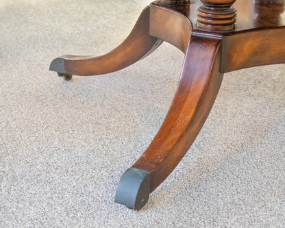 Burled Walnut  Round Dining Table On A Birdcage Base W/ 4 Permitter Leaves