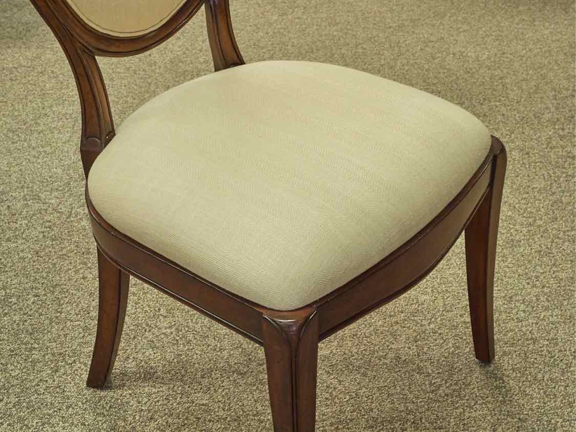 Set of 6 Jonathan Charles  Balloon Back Dining Chairs in Ivory Linen Upholstery