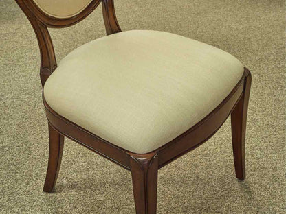 Set of 6 Jonathan Charles  Balloon Back Dining Chairs in Ivory Linen Upholstery