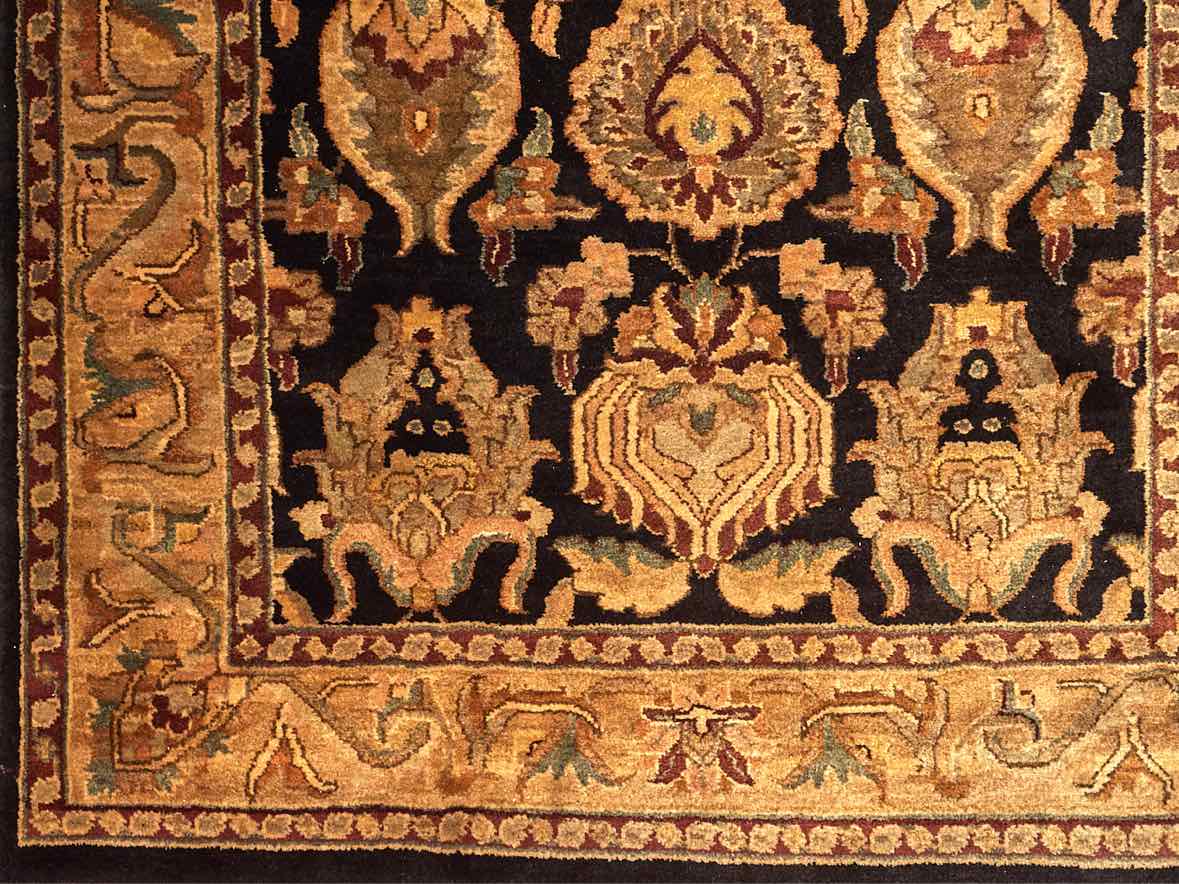 Gold & Black Wool Area Rug