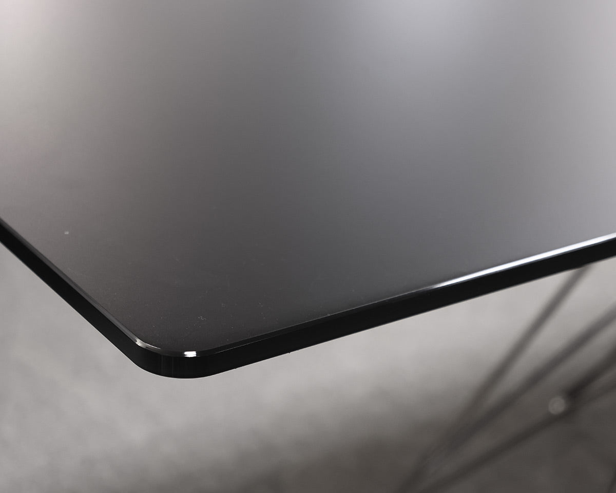 Bonaldo OCTA Dining Table with Black Satin Glass Top on Chrome Web Pedestal