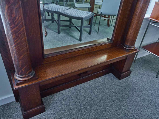 Ceiling Height Columned Mirroed Hall Tree in Quartersawn Oak