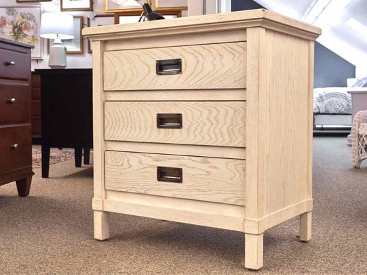 Stanley  Weathered  Wood Ivory Wash 3 Drawer Nightstand