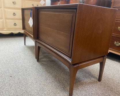 Pair of Red Lion Solid Mahogany MCM Style Nightstands