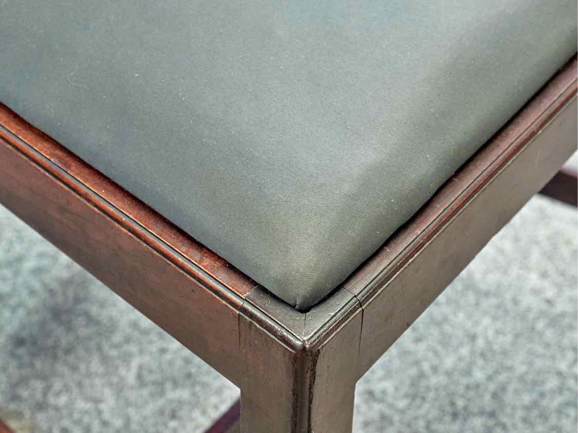 Set of Mahogany Chippendale Style  Dining Chairs with Grey Upholstered Seats