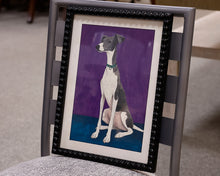 Hound on Purple - Print in Beaded Black Frame