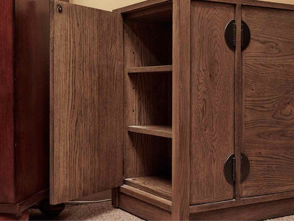 Ethan Allen New Zealand Pine 2 Door 2 Shelf & Side Panel Storage  Media Console