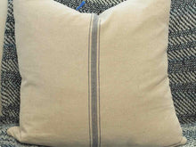 Cream Toss Pillow With Indigo Stripes
