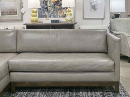 Grey Leather 3 Piece Sectional with Bench Seat Cushions