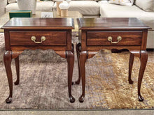 Pair of Mahogany Queen Anne Style 1 Drawer Nightstands