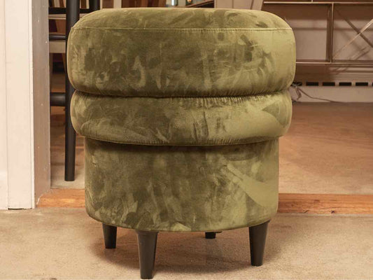 Moss Green Velvet Upholstered  Stool
