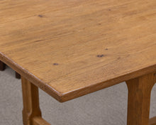 Oak Dining Table W/ 2 Leaves  In Honey Finish Featuring An H-Stretcher Base