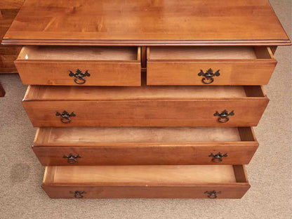 Cherry 5 Drawer Fluted Columns Chest