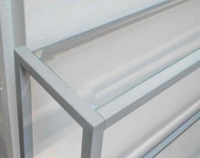 Contemporary Grey Metal Console with Glass Top & Mirrored Bottom Shelf