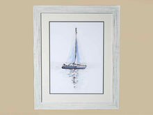 'Mirrored Sailboat I' Double Matted Art Print In White Washed Frame