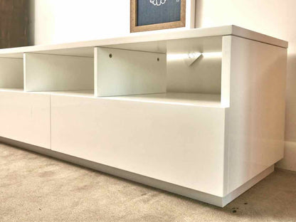 CB2 White Lacquer Media Furniture