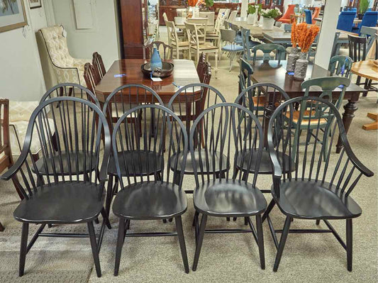 Set of 8 Ethan Allen American Impressions Windsor Dining Chairs in Black