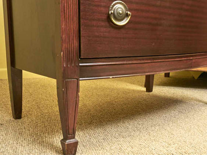 Mahogany 4 Drawer Brass Hardware Carved Reeded Columns Chest