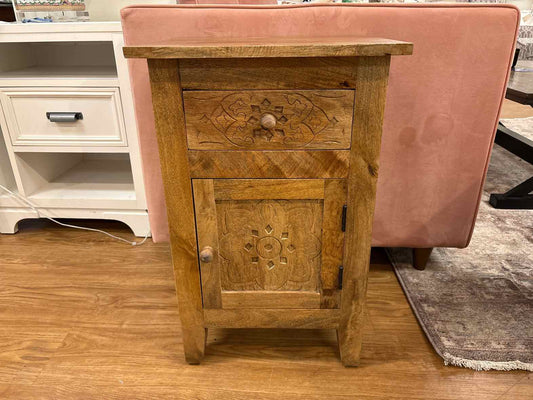 Jofran Global Archive Hand-Carved Walnut Side Table