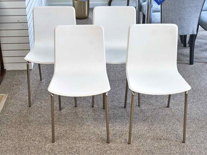 Set of 4 CB2 'Strut' CB2 Dining Chairs in Ivory Leather