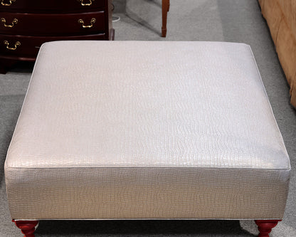 Silver Crocodile Vegan Leather Ottoman