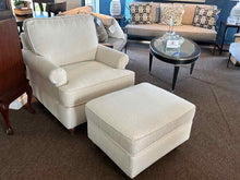 Basset White Boucle Upholstered Chair& Ottoman