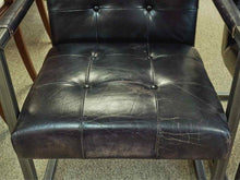 Pair of Restoration Hardware Industrial Metal & Leather Arm Chairs