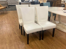 Set of 4 White Leather Dining Chairs