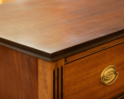 Six Drawer Mahogany Chest W/ Beaded Column Design &  Brass Hardware