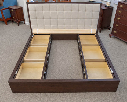 Crate & Barrel Hayden Ivory Tufted Upholstered  King Storage Platform  Bed