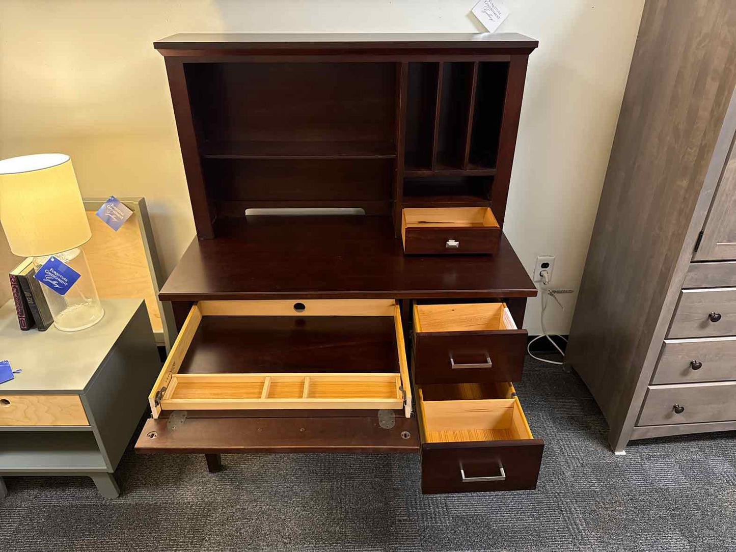 Winners Only Dark Cherry Desk and Hutch